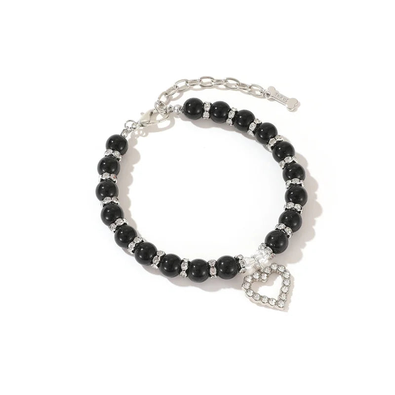 Luxury Pearl & Rhinestone Dog Necklace Collar | Bling Pet Collar | S–L