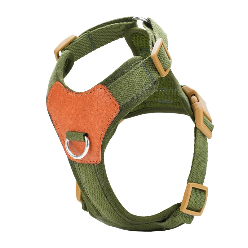 HP374--Retro Pet Harness for dogs，Adjustable webbing and High-quality PU Leather，Breathable mesh lining. Fashioned Furbabies