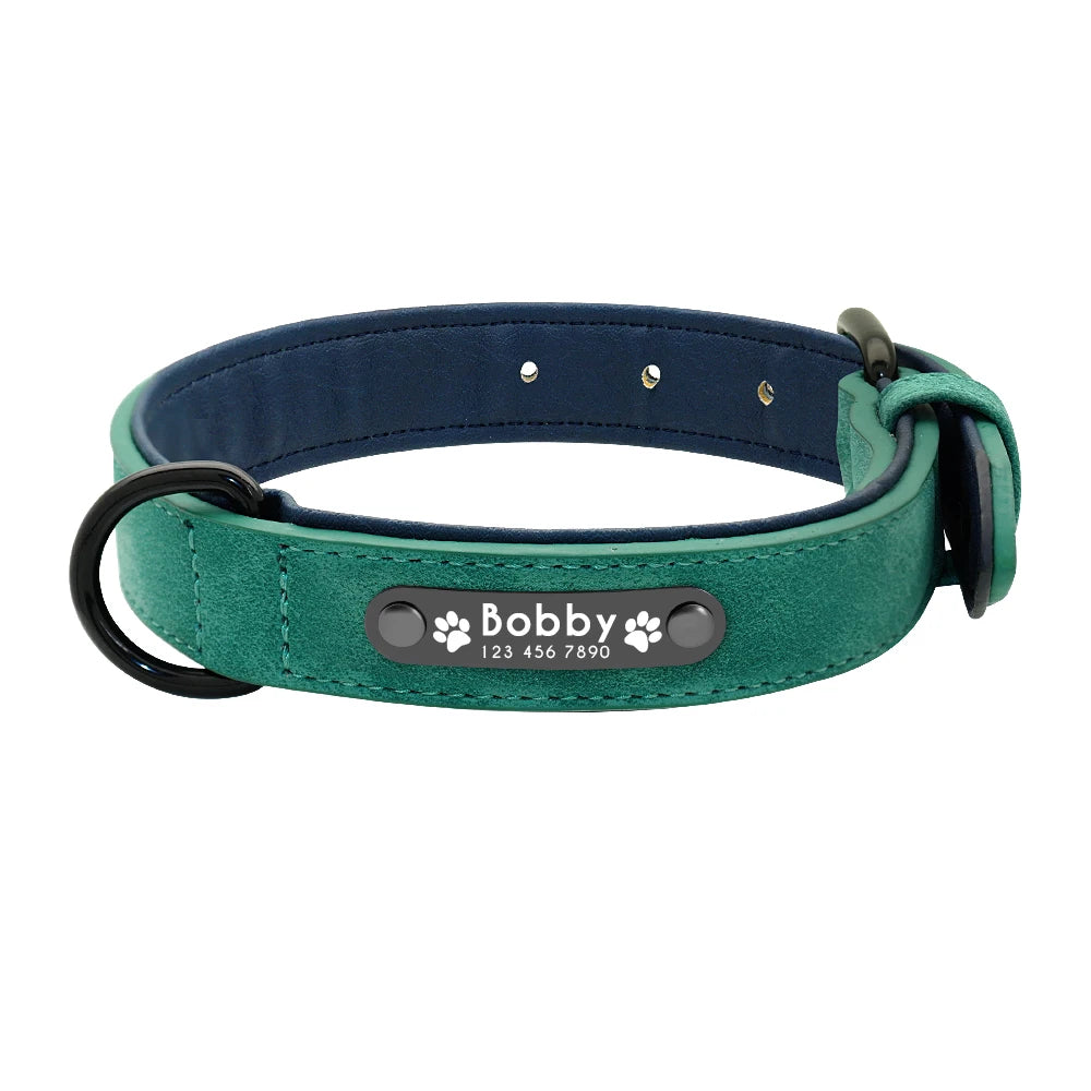 Leather Dog Collar Leash Custom Durable Leather Pet Collars and Leashes Walking Leads Strap Cusomized for Small Medium Large Dog Fashioned Furbabies