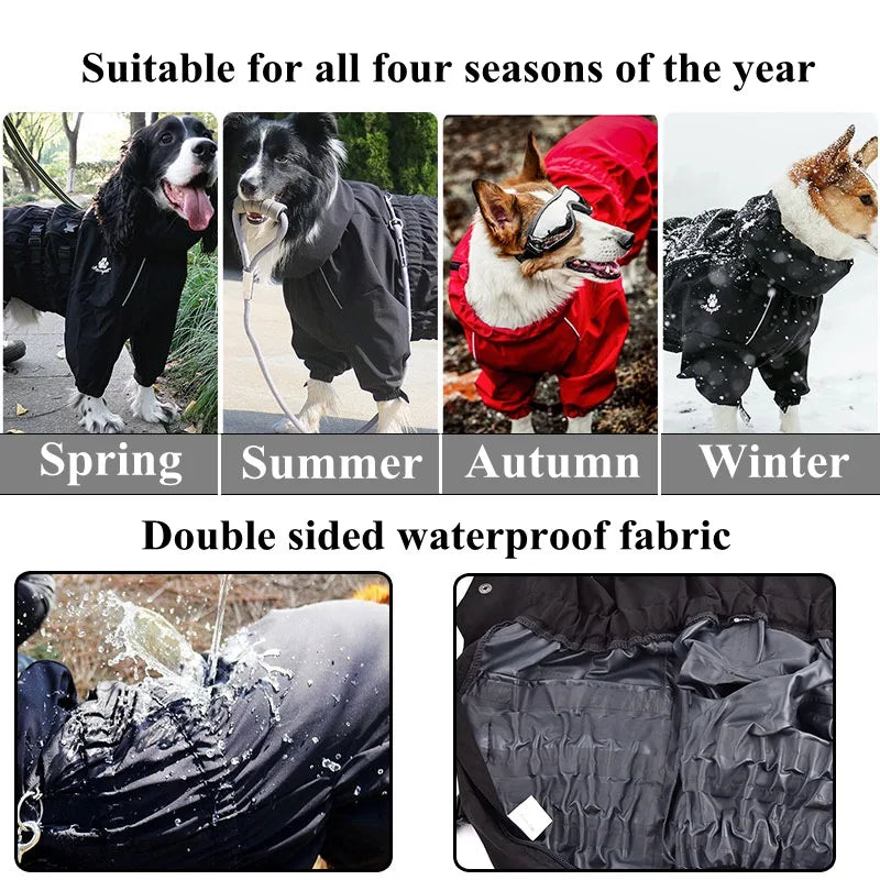 Waterproof Reflective Dog Raincoat - Winter Jumpsuit