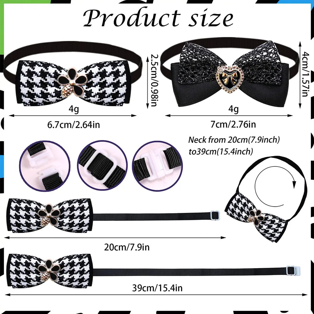 Luxury Pearl Dog Bow Ties | Set of 5 Adjustable Bowknots for Dogs