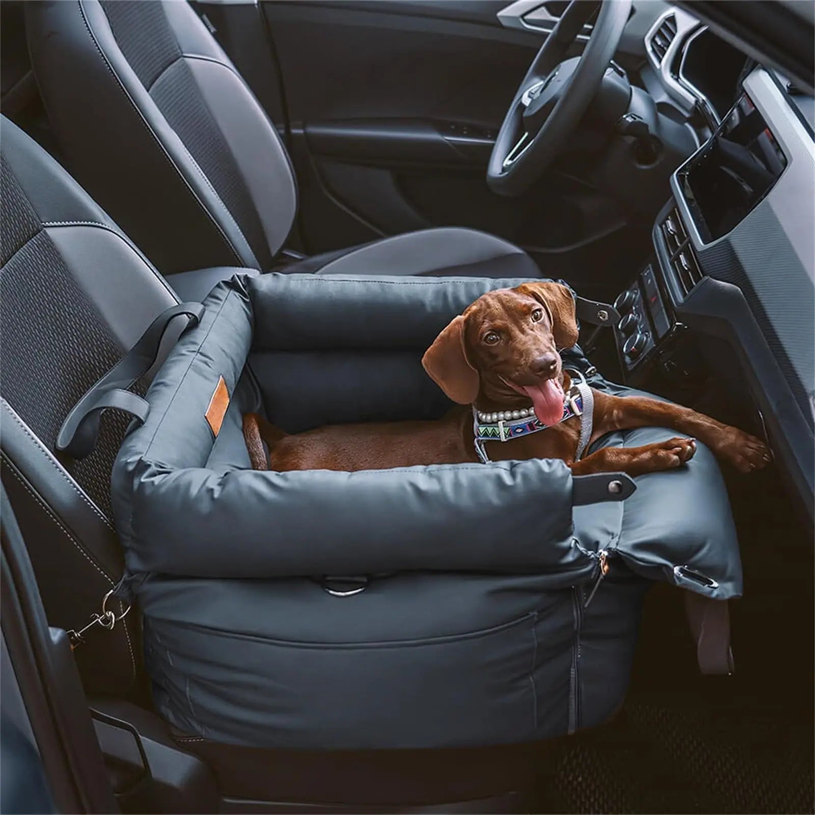 Pet Outing Luxury Faux Leather Dog Car Seat Waterproof Dog Beds Kennel Pet Booster Car Seat Dog Cat Travel Seat Fashioned Furbabies