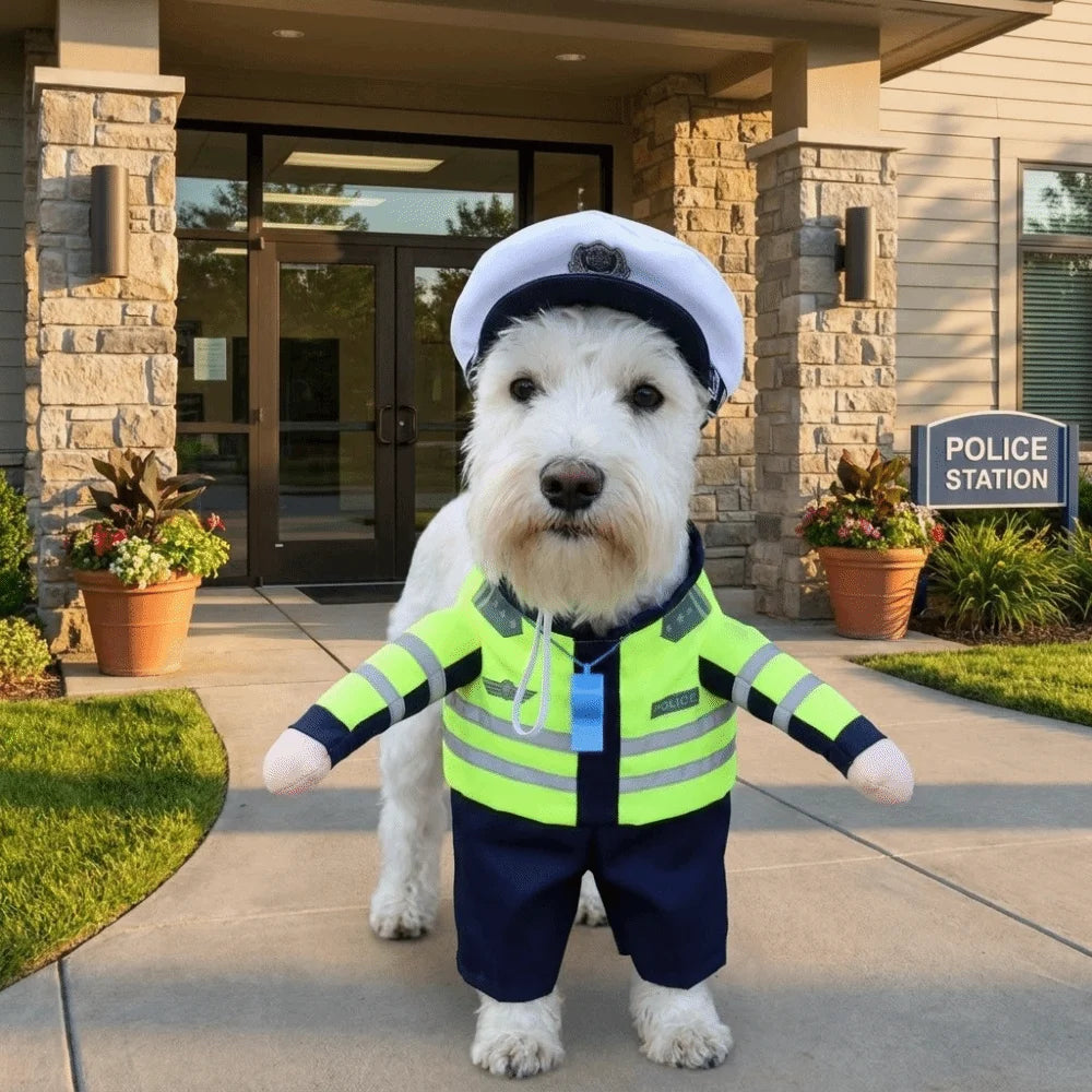 Career Cosplay Dog Jumpsuit | Funny Standing-Style Pet Transformation Costume S–XL