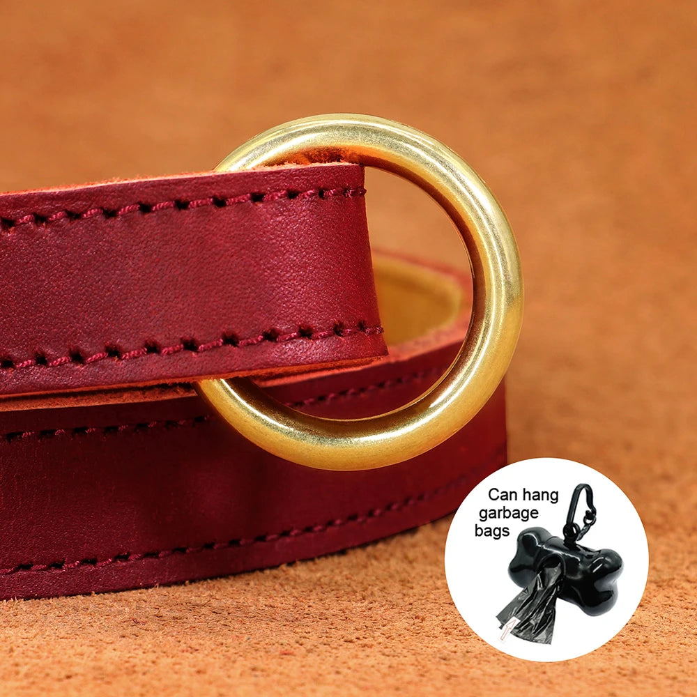 Real Leather Dog Leash Durable Medium Large Dog Lead Genuine Leather Walking Pet Leads Leash for Dogs German Shepherd Pitbull Fashioned Furbabies