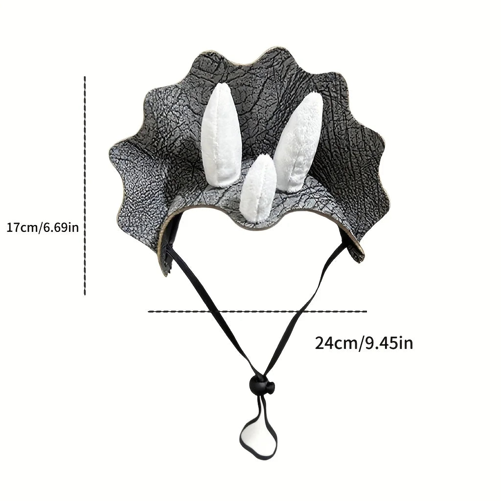 Halloween Dinosaur Dog Hat | Triceratops Headwear Costume for French Bulldogs & Small Dogs