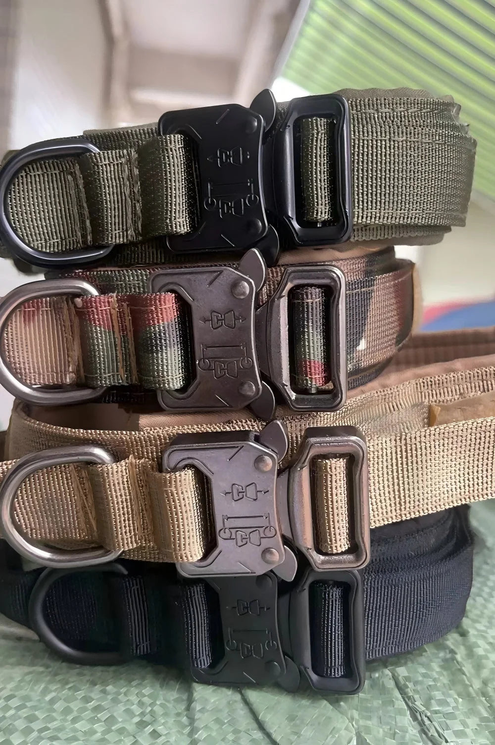 Tactical Dog Collar with Control Handle — 1000D Nylon, Double Closure & D-Ring | Collar Only or Collar & Leash Set | M–XL