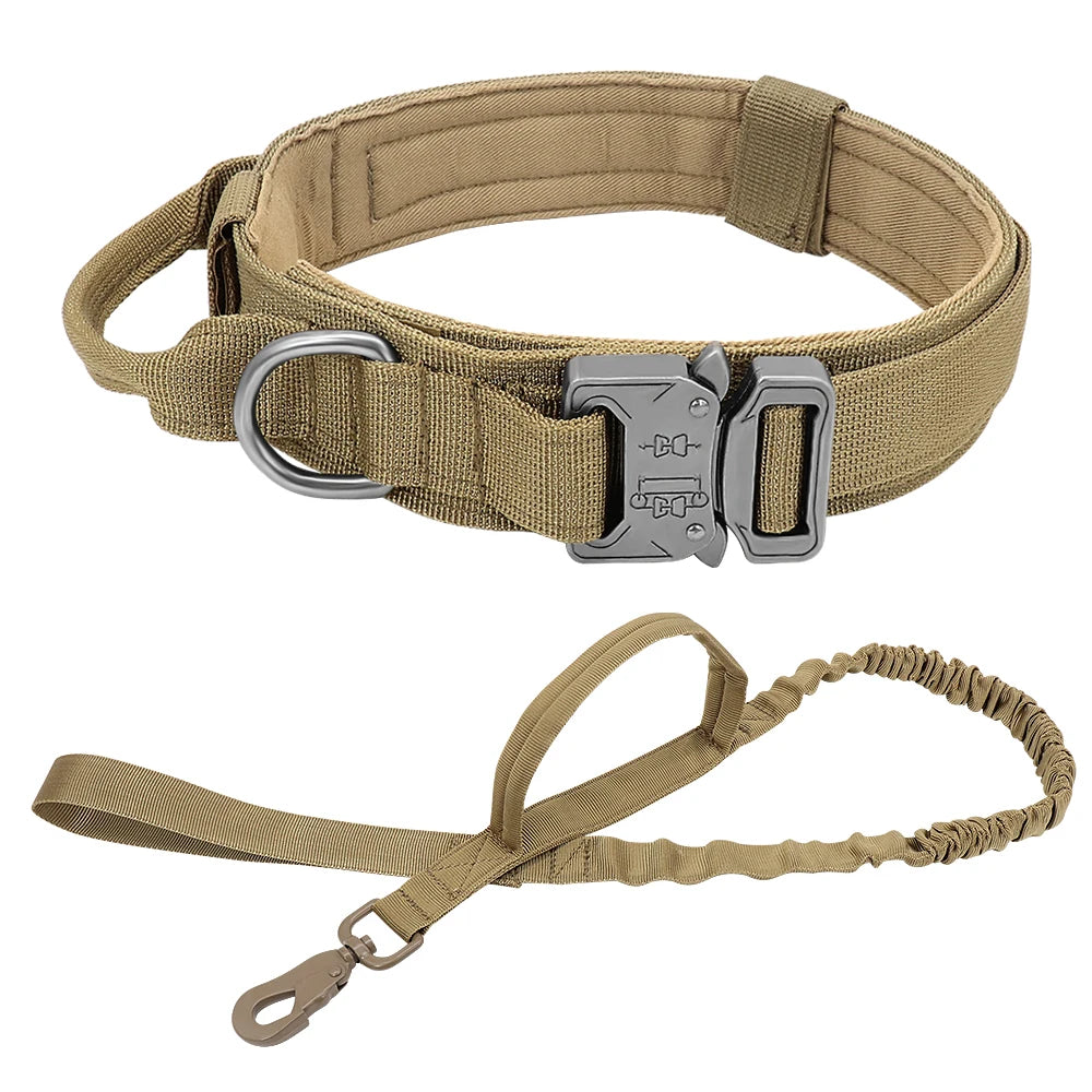 Durable Military Tactical Dog Collar Bungee Leash Set Pet Nylon Walking Training Collar For Medium Large Dogs German Shepard Fashioned Furbabies