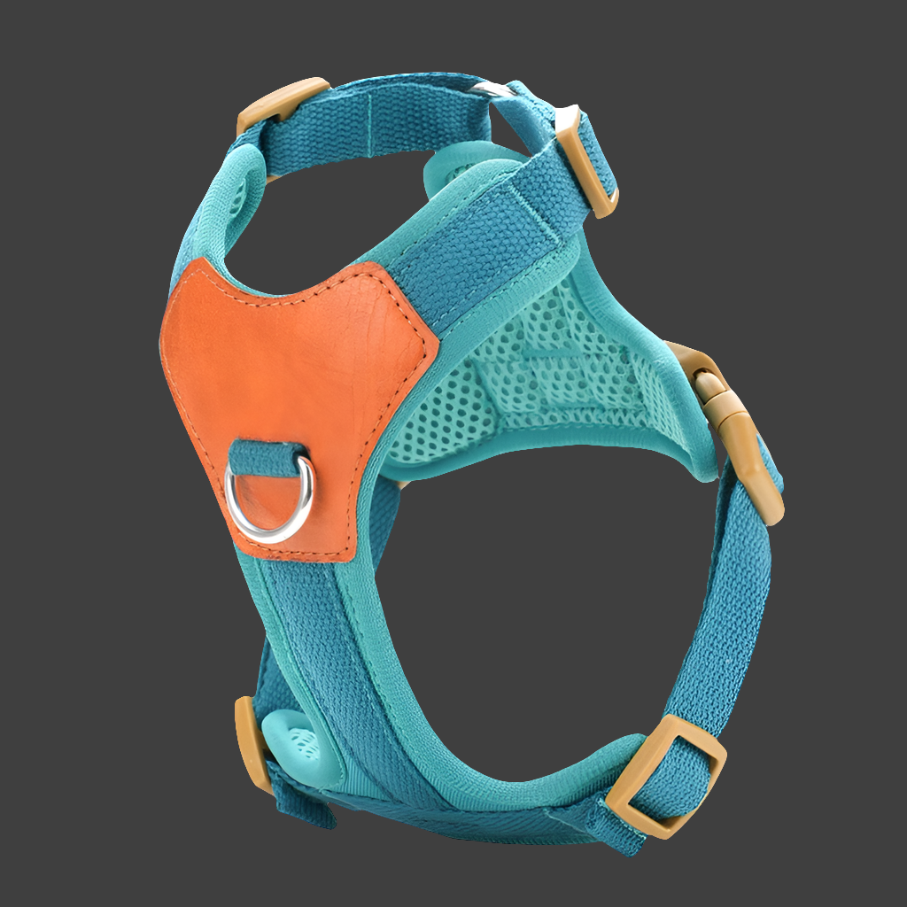 HP374--Retro Pet Harness for dogs，Adjustable webbing and High-quality PU Leather，Breathable mesh lining. Fashioned Furbabies