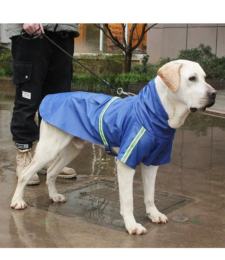 Waterproof hooded rain jackets for medium to large dogs.