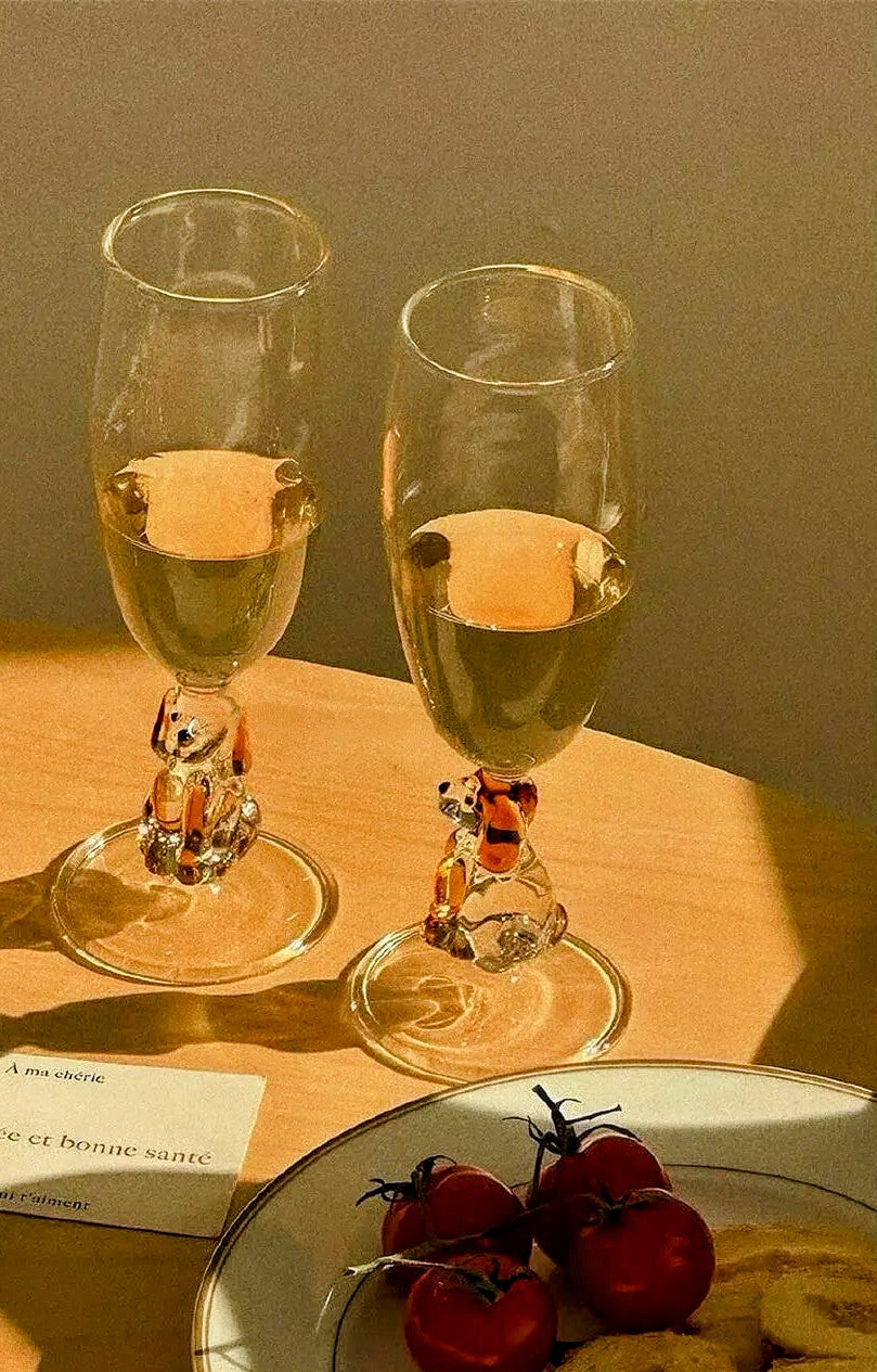 Handmade Dog Wine Glasses Cute Unique  Cheers