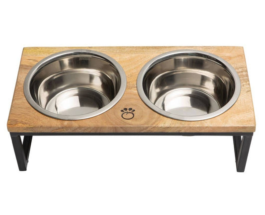 Wood and Metal Dog Feeder